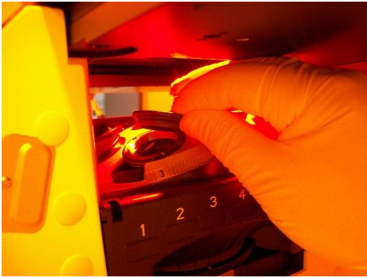 Image of switching of microscope objective